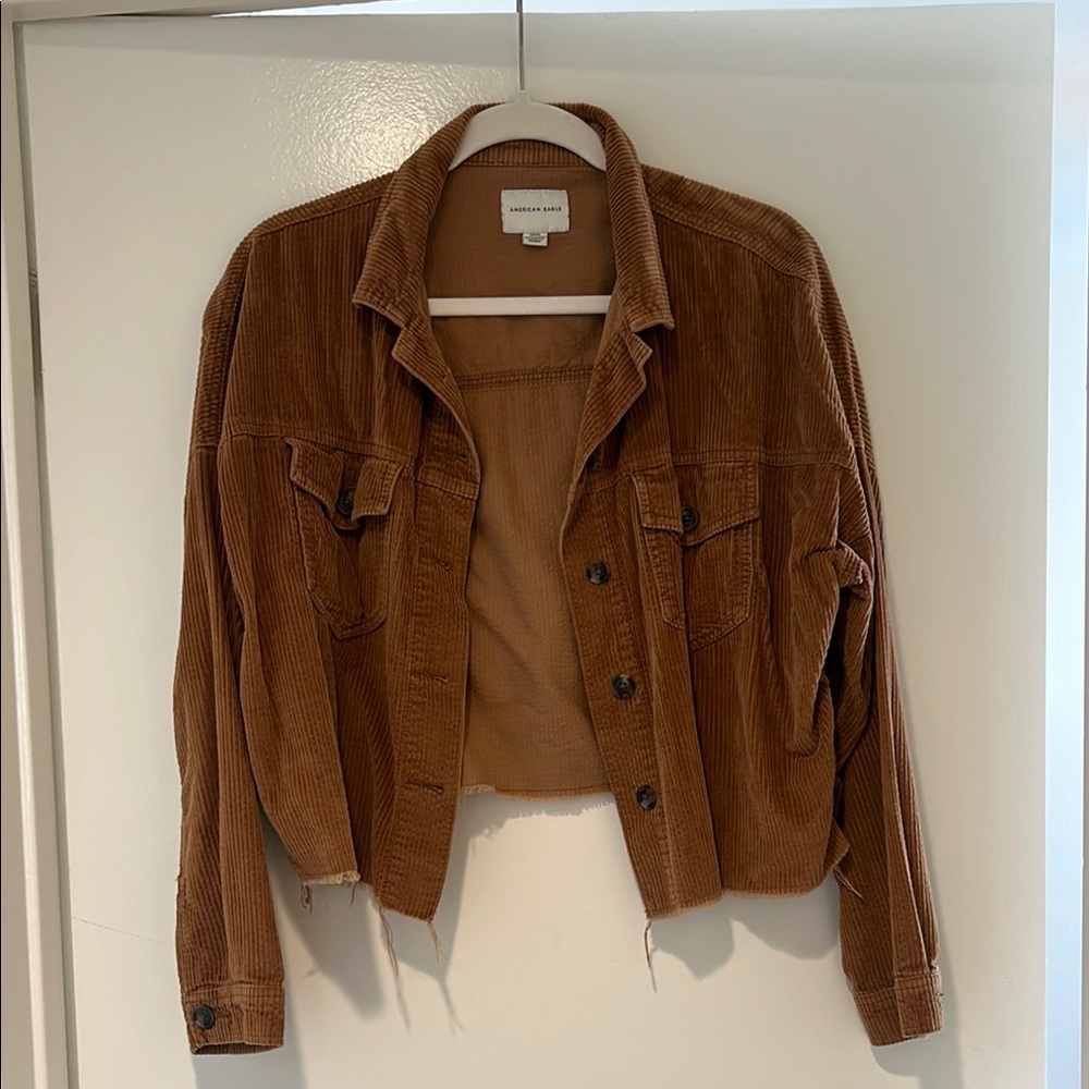 Brown Corduroy Frayed Jacket